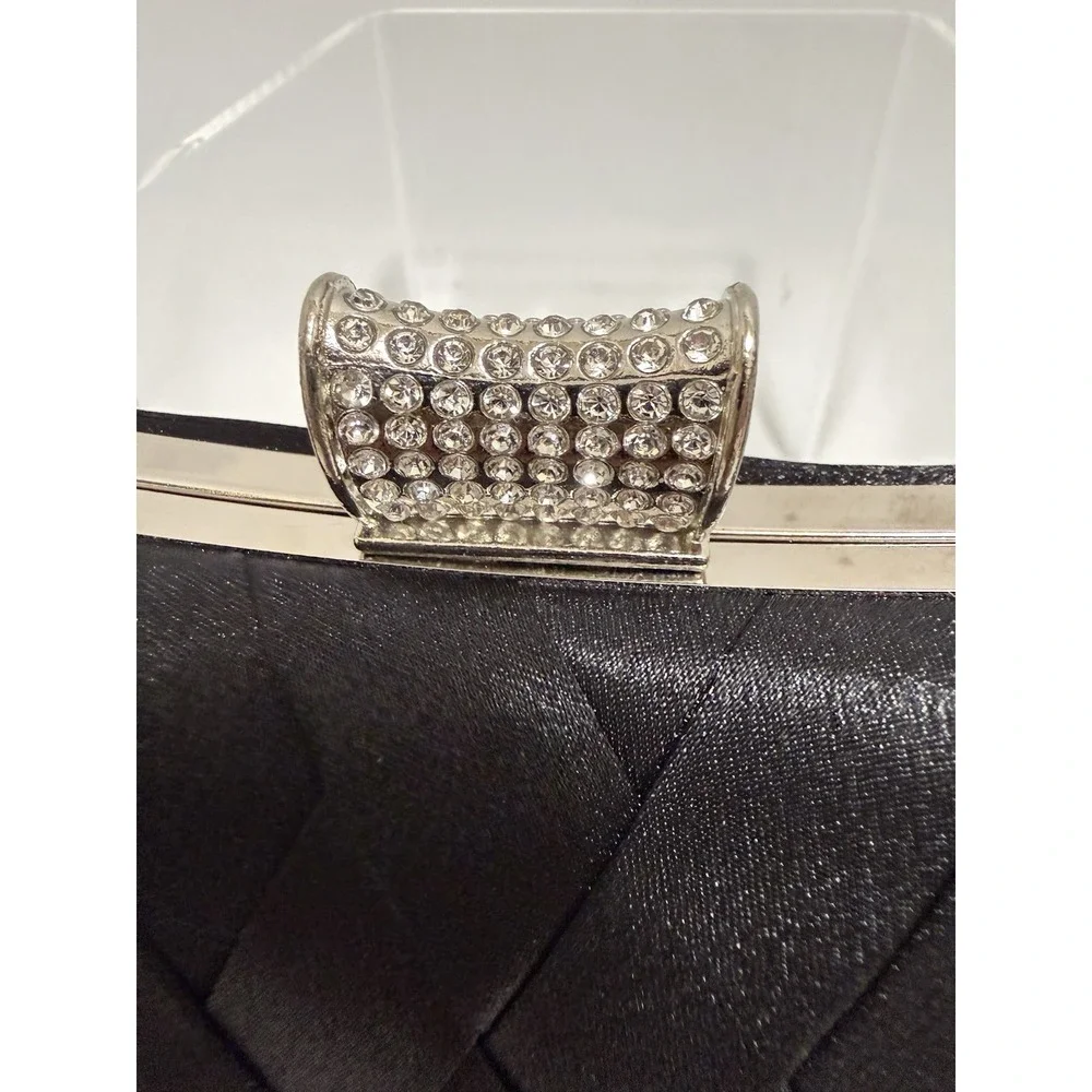 Vintage Style  Satin Clutch Rhinestone Evening Bridal Prom‎  Hard Case